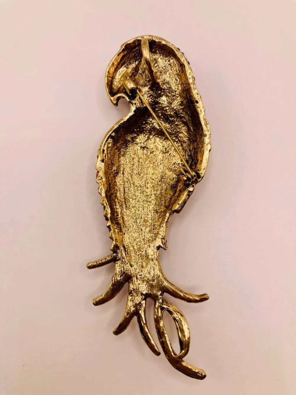 Colorful Rhinestone Parrot Brooch Pin Gold-Tone Metal -55B